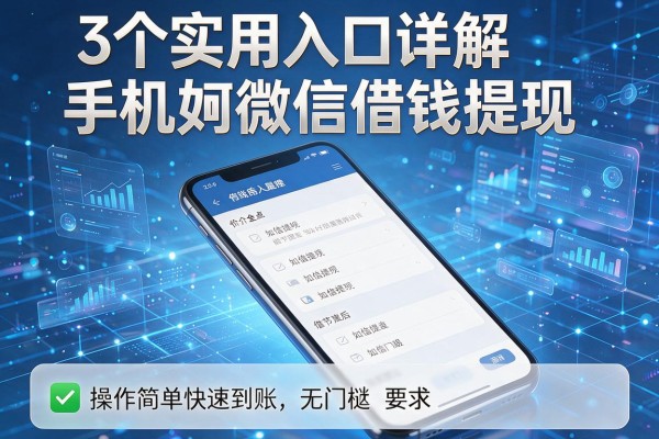 3个实用入口详解手机如何微信借钱提现，操作简单快速到账无门槛！