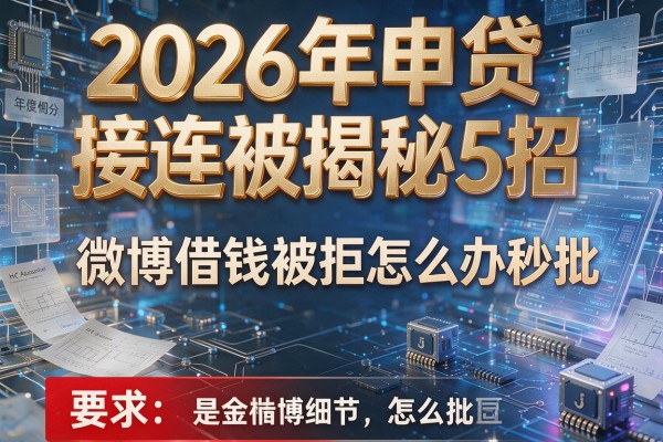 2026年申贷接连被拒揭秘5招微博借钱被拒怎么办秒批!