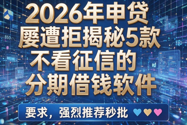 2026年申贷屡遭拒揭秘5款不看征信的分期借钱软件强烈推荐秒批!
