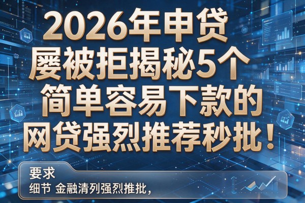 2026年申贷屡被拒揭秘5个简单容易下款的网贷强烈推荐秒批!