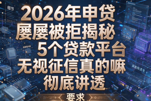 2026年申贷屡屡被拒揭秘5个贷款平台无视征信真的嘛彻底讲透!