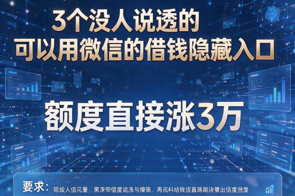 3个没人说透的可以用微信的借钱隐藏入口，额度直接涨3万！