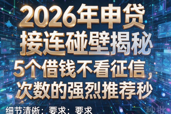 2026年申贷接连碰壁揭秘5个借钱不看征信和次数的强烈推荐秒批!