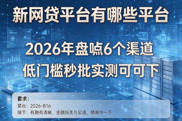新网贷平台有哪些平台 2026年盘点6个渠道 低门槛秒批实测可下!