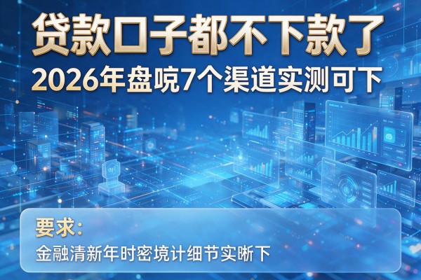 贷款口子都不下款了2026年盘点7个渠道实测可下!
