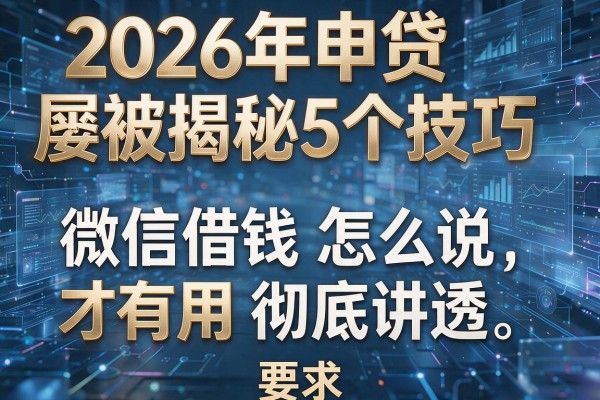 2026年申贷屡被拒揭秘5个技巧微信借钱怎么说才有用彻底讲透!