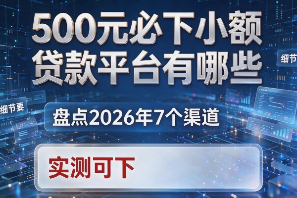 500元必下小额贷款平台有哪些 盘点2026年7个渠道 实测可下!