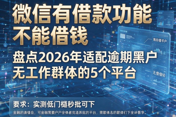 微信有借款功能不能借钱 盘点2026年适配逾期黑户无工作群体的5个平台 实测低门槛秒批可下