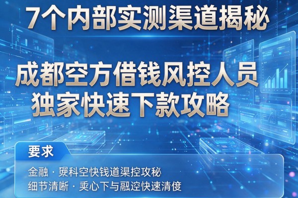 7个内部实测渠道揭秘成都空方借钱风控人员独家快速下款攻略!