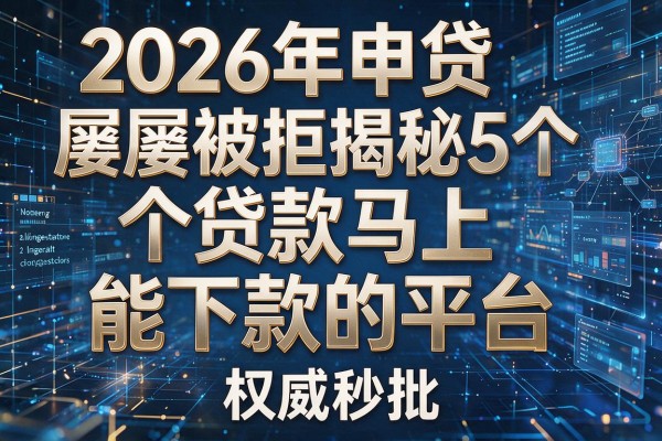2026年申贷屡屡被拒揭秘5个贷款马上能下款的平台权威秒批！