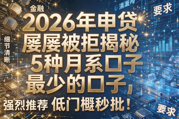 2026年申贷屡屡被拒揭秘5种月系口子最少的口子强烈推荐低门槛秒批!