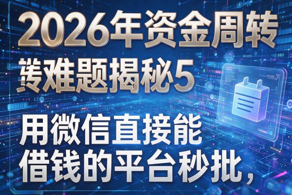 2026年资金周转难题揭秘5用微信直接能借钱的平台秒批!
