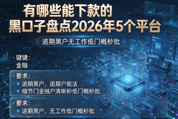 有哪些能下款的黑口子盘点2026年5个平台 逾期黑户无工作低门槛秒批