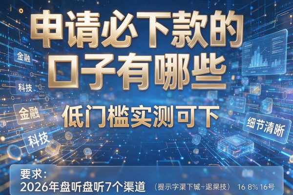 申请必下款的口子有哪些 2026年盘点7个渠道 低门槛实测可下!