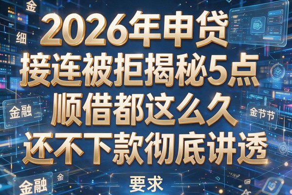 2026年申贷接连被拒揭秘5点顺借都这么久还不下款彻底讲透!