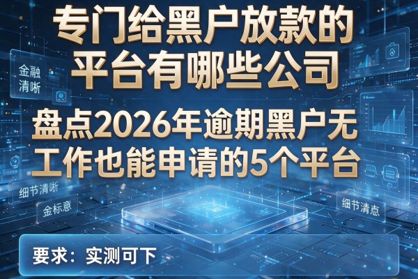 专门给黑户放款的平台有哪些公司 盘点2026年逾期黑户无工作也能申请的5个平台 实测可下