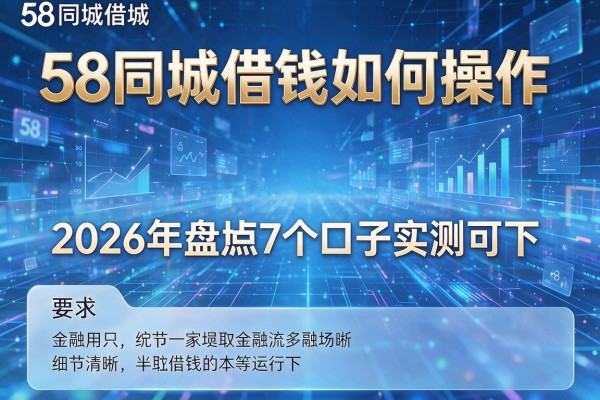 58同城借钱如何操作,2026年盘点7个口子实测可下!