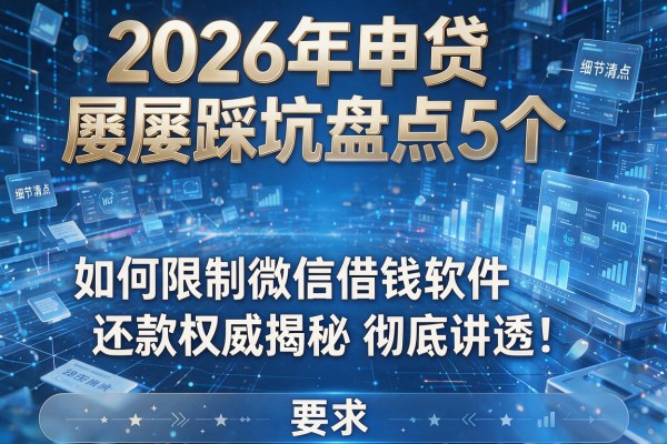 2026年申贷屡屡踩坑盘点5个如何限制微信借钱软件还款权威揭秘彻底讲透!