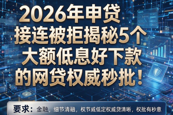 2026年申贷接连被拒揭秘5个大额低息好下款的网贷权威秒批!