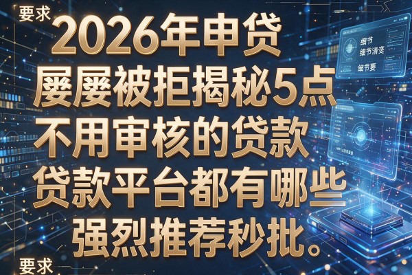 2026年申贷屡屡被拒揭秘5点不用审核的贷款平台都有哪些强烈推荐秒批!