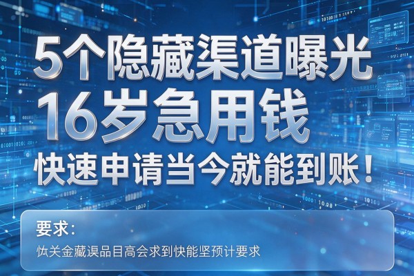 5个隐藏渠道曝光16岁急用钱快速申请当天就能到账!