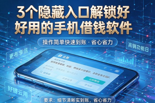 3个隐藏入口解锁好用的手机借钱软件，操作简单快速到账省心省力！