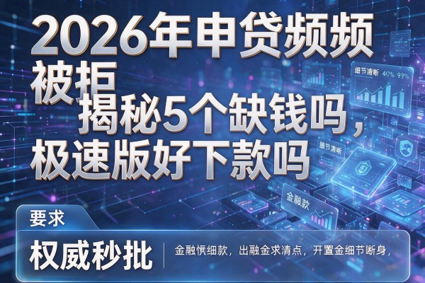 2026年申贷频频被拒揭秘5个缺钱吗极速版好下款吗权威秒批!