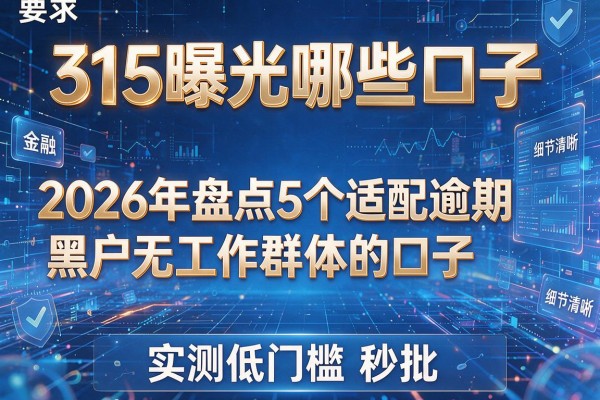 315曝光哪些口子 2026年盘点5个适配逾期黑户无工作群体的口子 实测低门槛秒批