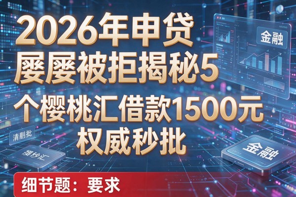 2026年申贷屡屡被拒揭秘5个樱桃汇借款1500元权威秒批!