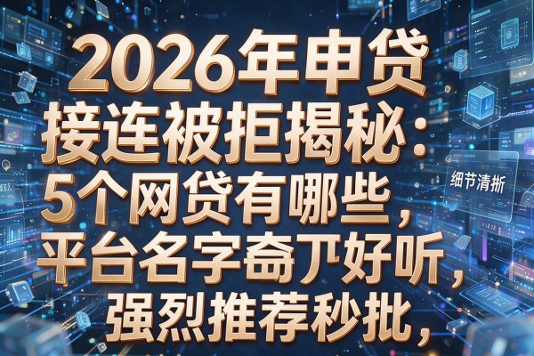 2026年申贷接连被拒揭秘5个网贷有哪些平台名字好听强烈推荐秒批!