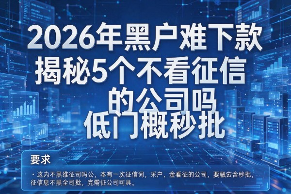 2026年黑户难下款揭秘5个不看征信的公司吗低门槛秒批!