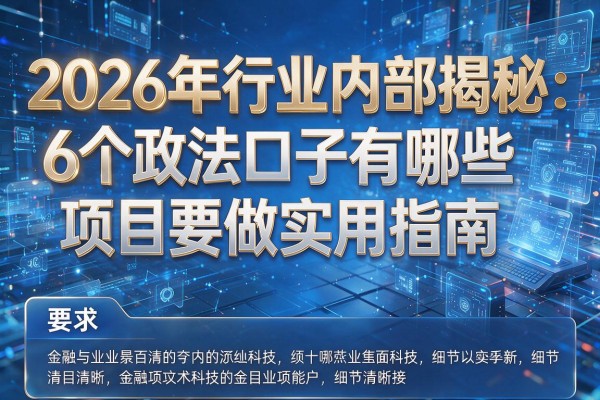 2026年行业内部揭秘6个政法口子有哪些项目要做实用指南!