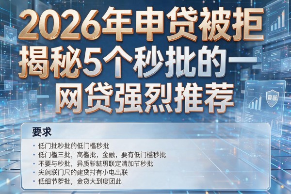 2026年申贷被拒揭秘5个秒批的网贷强烈推荐低门槛秒批!