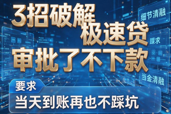 3招破解极速贷审批了不下款,当天到账再也不踩坑!