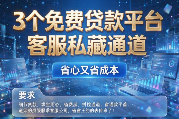 3个免费贷款平台客服私藏通道,省心又省成本!