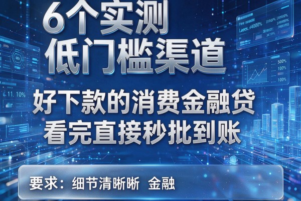 6个实测低门槛渠道，好下款的消费金融贷看完直接秒批到账！