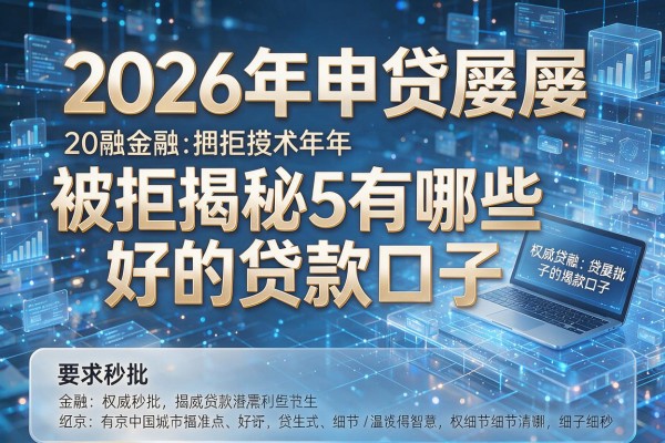 2026年申贷屡屡被拒揭秘5有哪些好的贷款口子权威秒批!