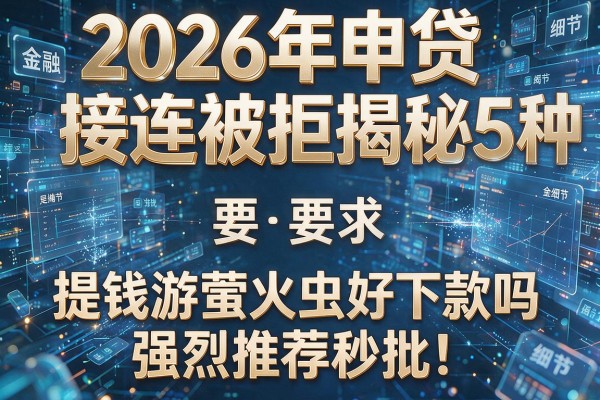 2026年申贷接连被拒揭秘5种提钱游萤火虫好下款吗强烈推荐秒批!