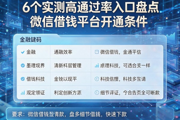 6个实测高通过率入口盘点微信借钱平台开通条件快速下款!