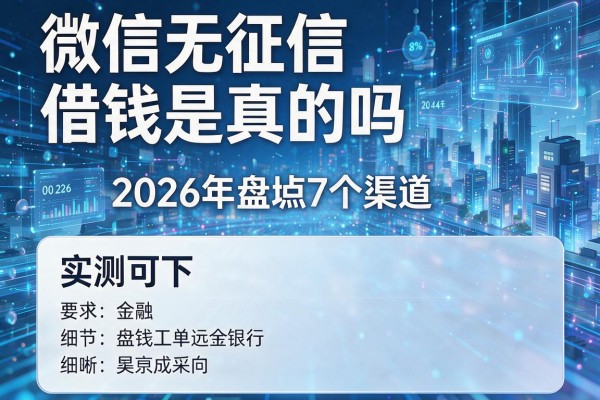 微信无征信借钱是真的吗 2026年盘点7个渠道 实测可下!