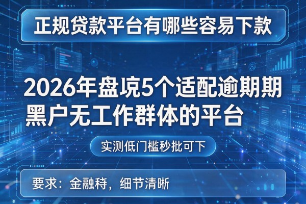 正规贷款平台有哪些容易下款 2026年盘点5个适配逾期黑户无工作群体的平台 实测低门槛秒批可下