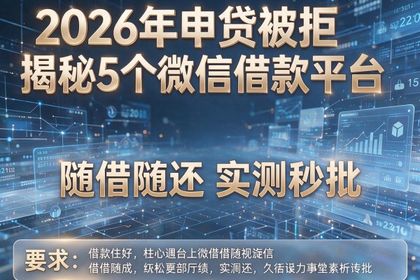 2026年申贷被拒揭秘5个微信借款平台随借随还实测秒批!