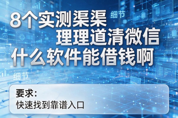 8个实测渠道理清微信什么软件能借钱啊,快速找到靠谱入口!