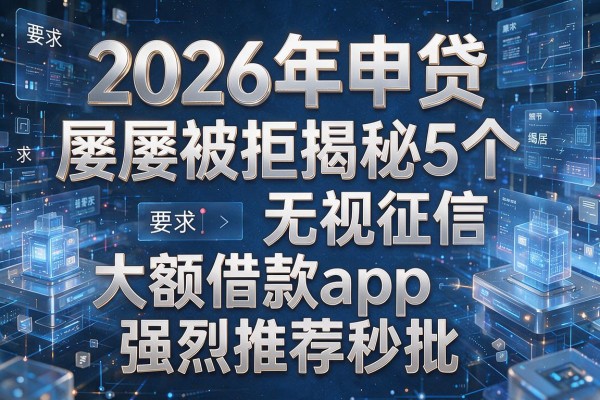 2026年申贷屡屡被拒揭秘5个无视征信大额借款app强烈推荐秒批!