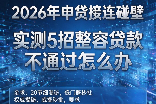 2026年申贷接连碰壁实测5招整容贷款不通过怎么办权威揭秘低门槛秒批!