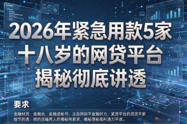 2026年紧急用款5家十八岁的网贷平台揭秘彻底讲透！