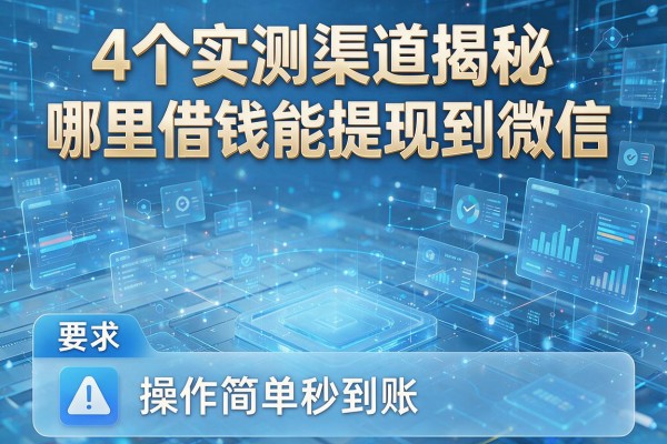 4个实测渠道揭秘哪里借钱能提现到微信,操作简单秒到账!