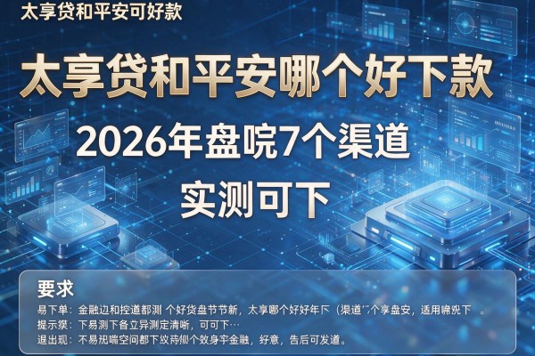 太享贷和平安哪个好下款 2026年盘点7个渠道 实测可下!