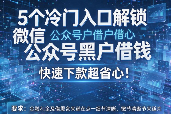5个冷门入口解锁微信公众号黑户借钱,快速下款超省心!