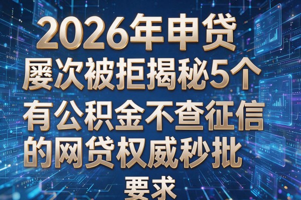 2026年申贷屡次被拒揭秘5个有公积金不查征信的网贷权威秒批!